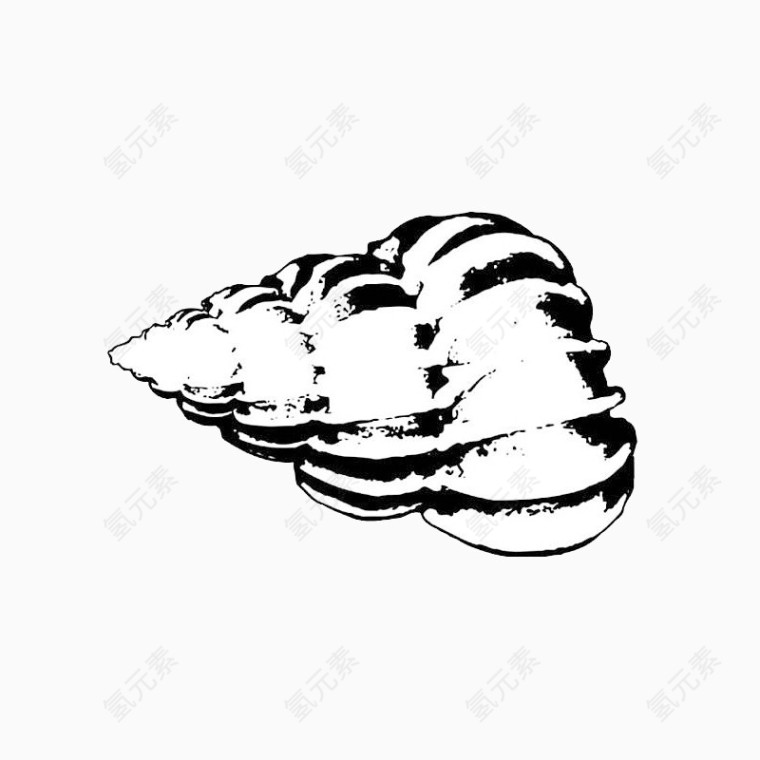 卡通手绘黑白海螺