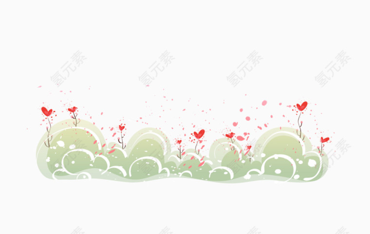 爱心小花装饰的小草草丛