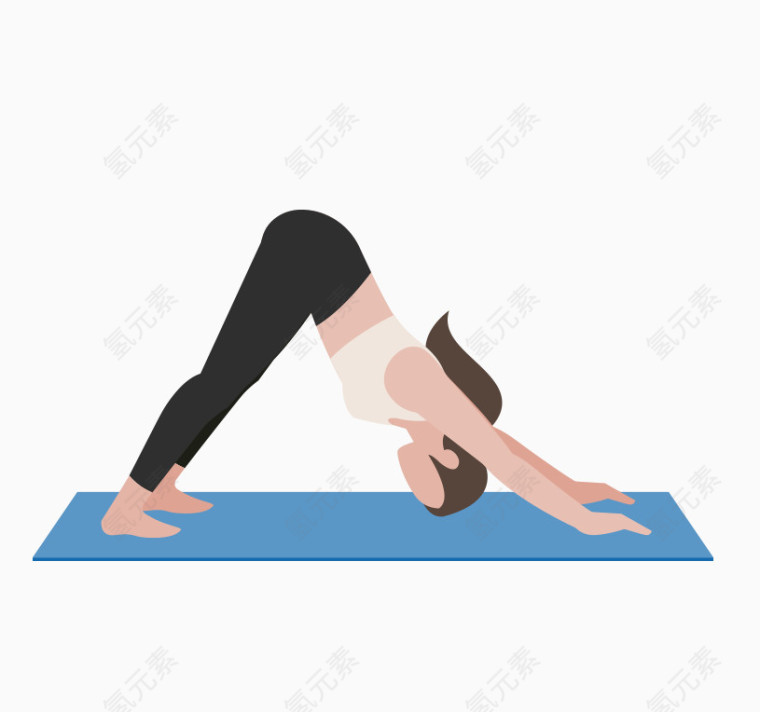 卡通扁平化女人瑜伽