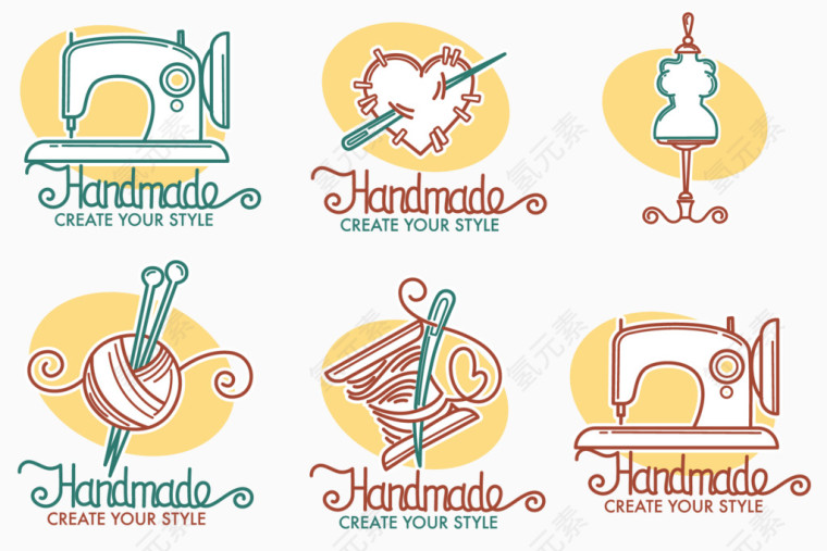 可爱手绘缝纫元素图标装饰