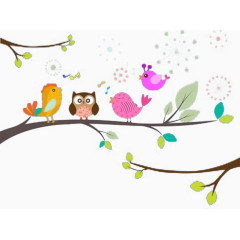 可爱小鸟站在树枝