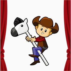 矢量牛仔和玩具木马