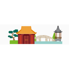 卡通年货节春节素材景点