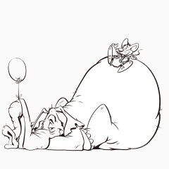 黑白卡通手绘动物插画