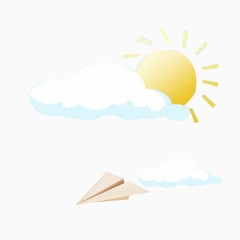 卡通放射状天气太阳多云转晴卡通白云