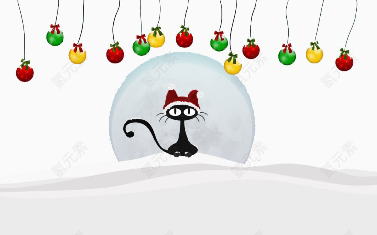 圣诞节黑猫装饰免扣素材