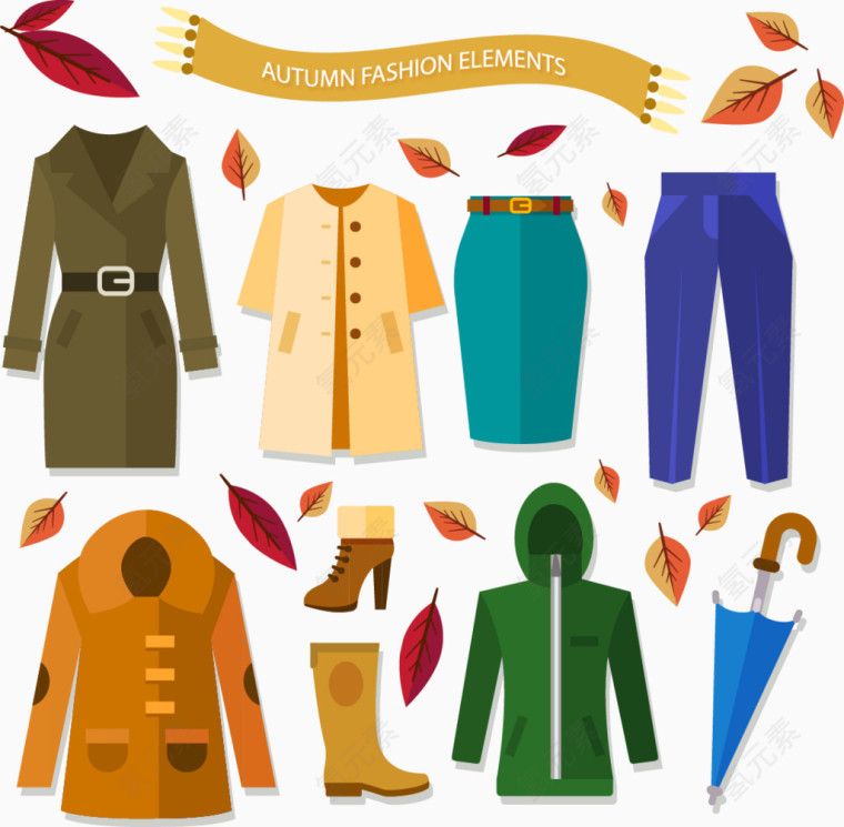 矢量手绘秋季服装