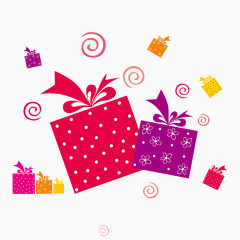 红色紫色礼盒礼物
