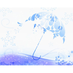 蓝色雨伞装饰图案