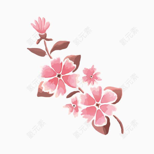 粉色浪漫水彩花卉
