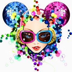 矢量戴墨镜的美女