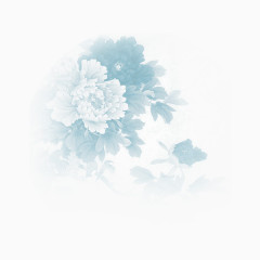 中国风青色花朵素材PNG