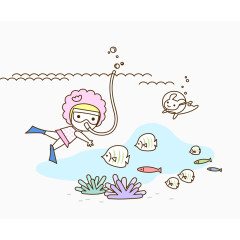 手绘清新人物旅行插画