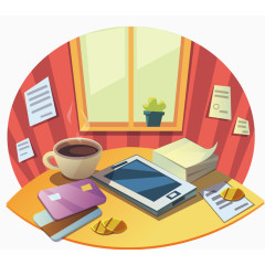 办公场景扁平化图标元素