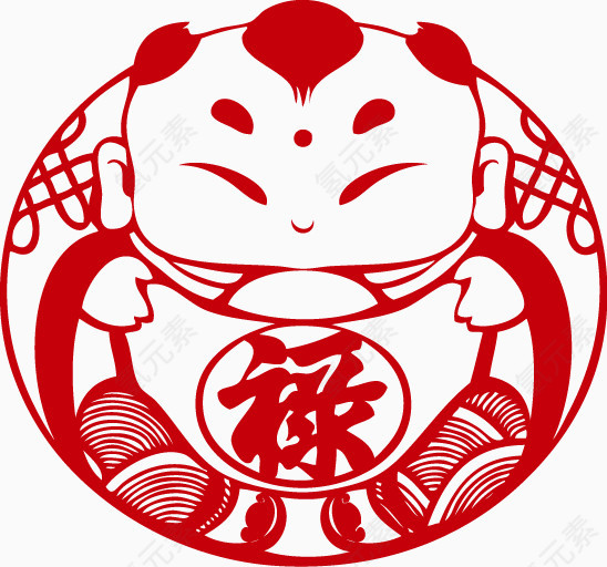 中国风剪纸可爱娃娃