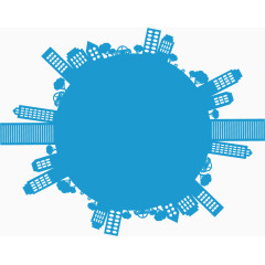 矢量蓝色城市剪影