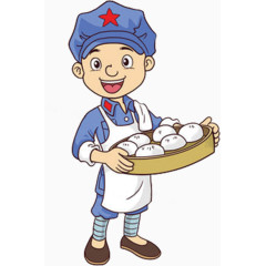 卖包子卡通人物图标元素