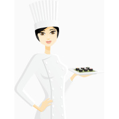 端盘子的美女矢量素材