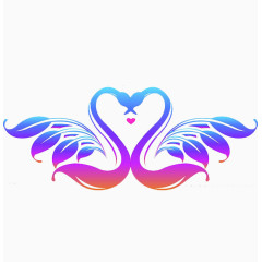 抽象双天鹅彩色