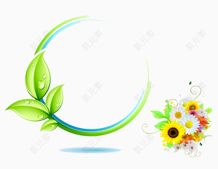 鲜花绿叶花框花边