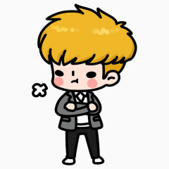 卡通人物男孩生气素材PNG