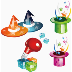 魔术师小丑帽子矢量卡通