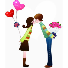 亲吻的卡通情侣