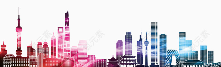 手绘彩色建筑