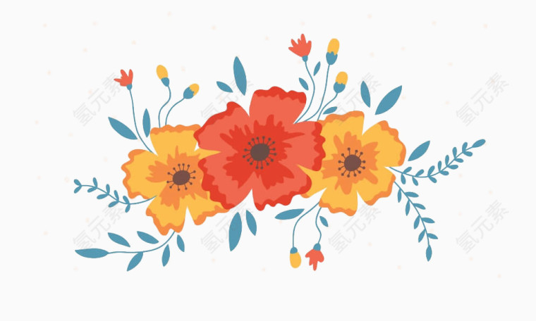 手绘鲜花元素