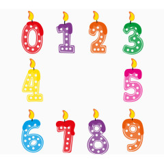 彩色数字蜡烛元素