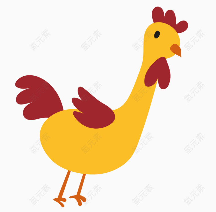 卡通手绘黄色公鸡png