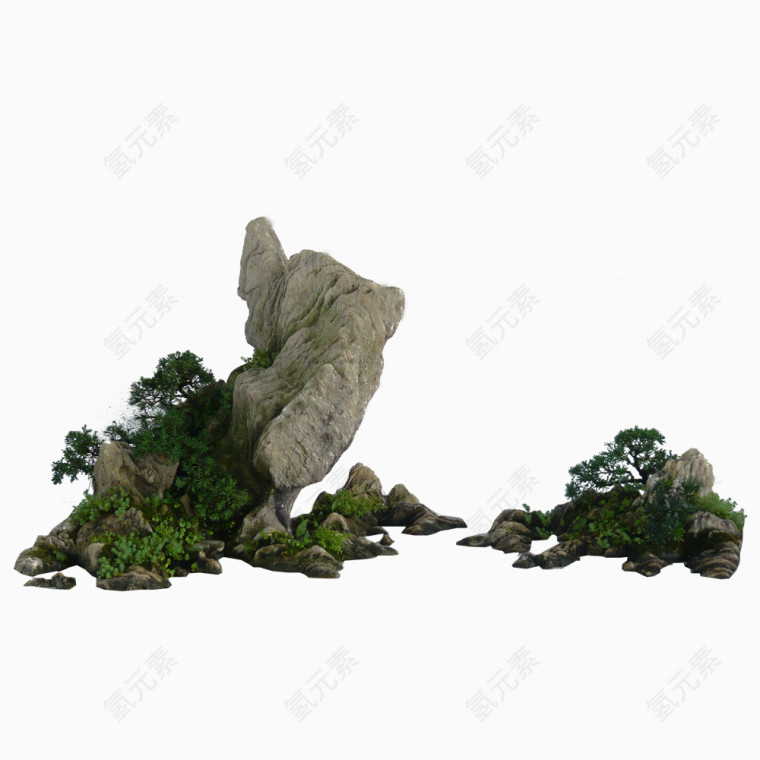 奇山礁石免抠PNG透明素材