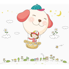 小狗气球小女孩