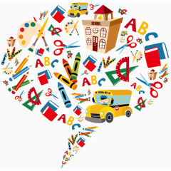 校园元素形成的对话框形状