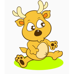 黄色可爱手绘小鹿动物