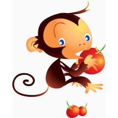 吃水果的小猴子