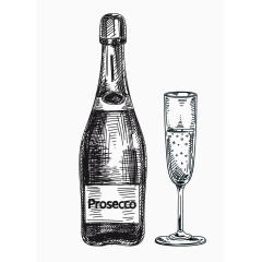 简笔画复古葡萄酒酒杯