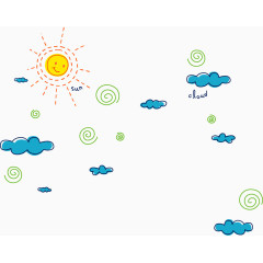 卡通天空云朵太阳