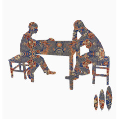 创意复古品茶人物