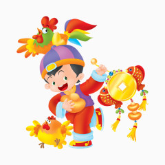 卡通鸡年喜庆儿童
