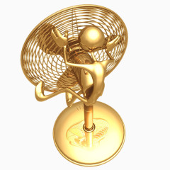 卡通小金人抱电扇