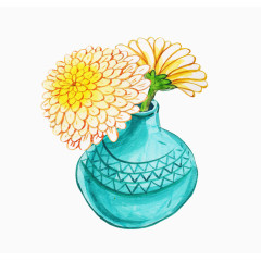 手绘清新花瓶