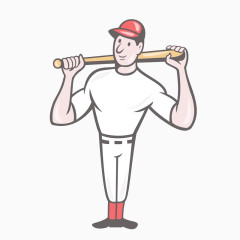 拿棒球棒的运动员png素材