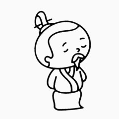 卡通简笔线条画思考人物