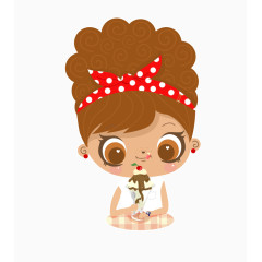 卡通人物女孩吃东西