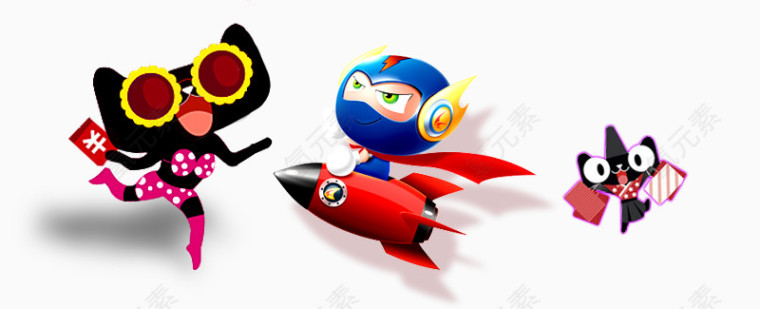 天猫卡通动漫素材火箭素材