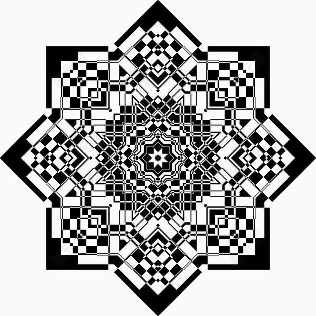 简约线描佛教曼陀罗图案