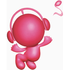 戴耳机的时尚跳跃卡通小人