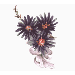 矢量水彩画墨色花朵素材