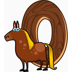 卡通木板动物字母O 